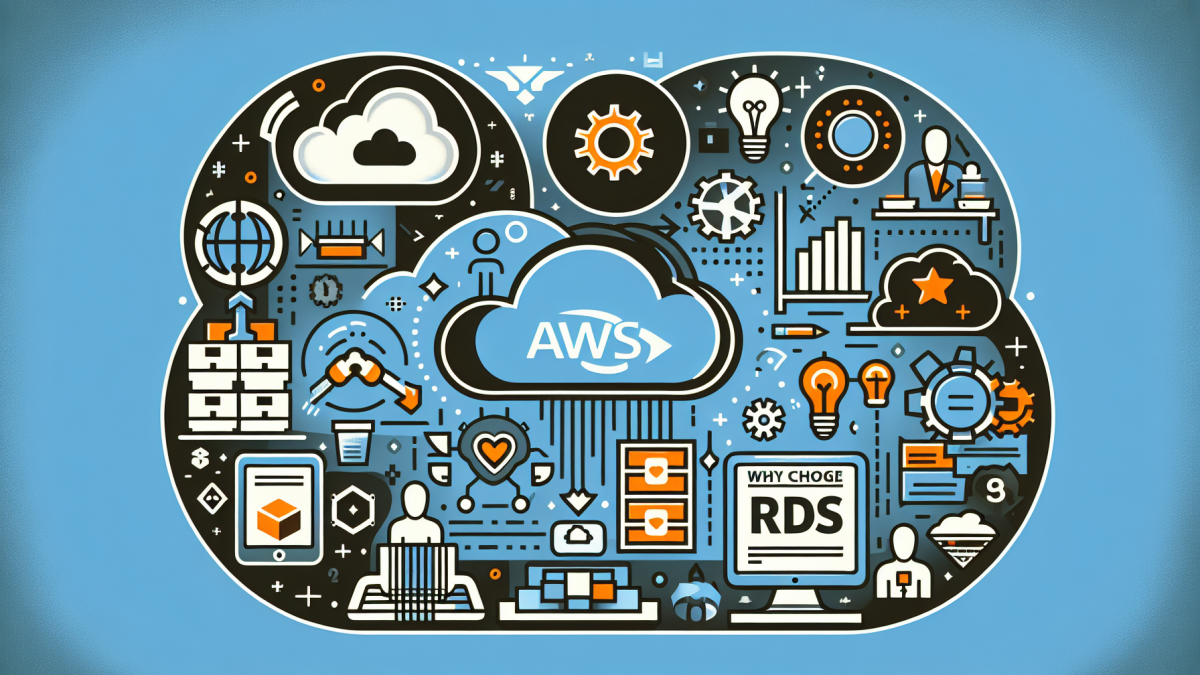 あなたは日本のデザイナー兼イラストレータです。 「AWS RDSを選ぶべき理由：信頼性と効率の向上を解説」というタイトルのブログに合うアイキャッチ画像を生成してください。 なおデザインは2024年に沿ったモダンでシンプルなデザインにしてください。